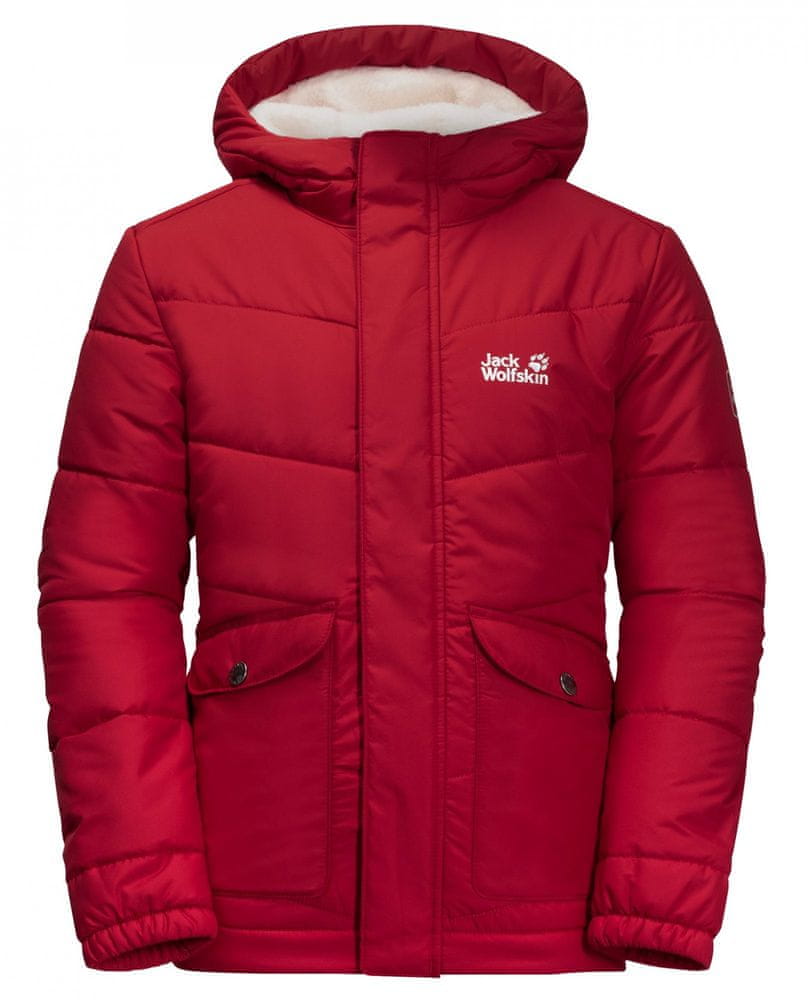 Jack Wolfskin dievčenská zimná bunda Snow Fox Jacket 1609101_2210 140 červená
